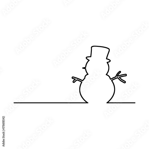 snowman vector illustration black line, isolated on white background