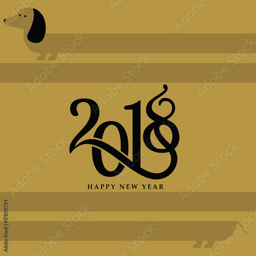 Vector greeting card happy new year 2018 of the dog