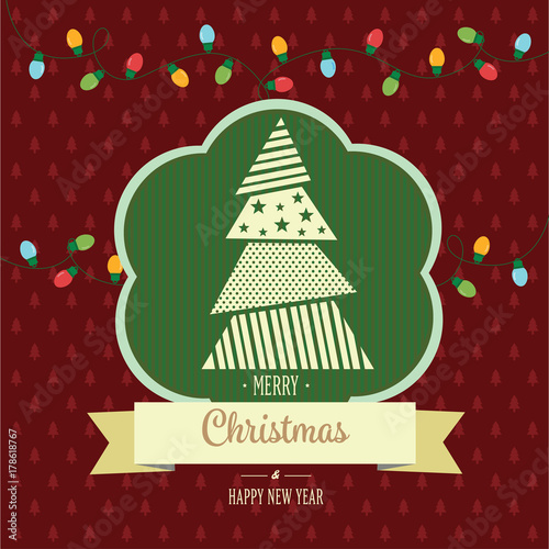 vector card with happy Christmas and happy new year