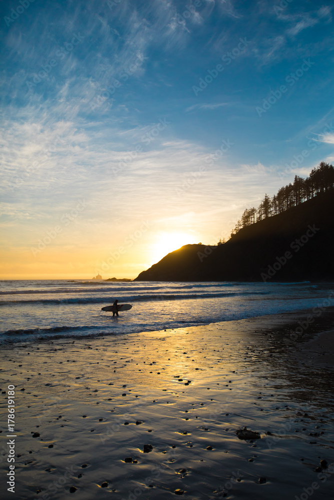 Oregon Coast Sunset Surfer