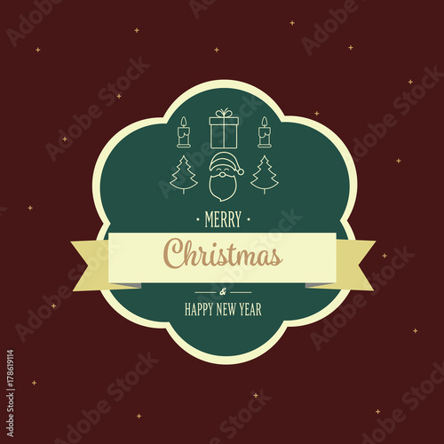 vector card with happy Christmas and happy new year