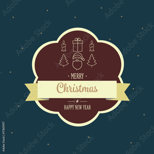vector card with happy Christmas and happy new year