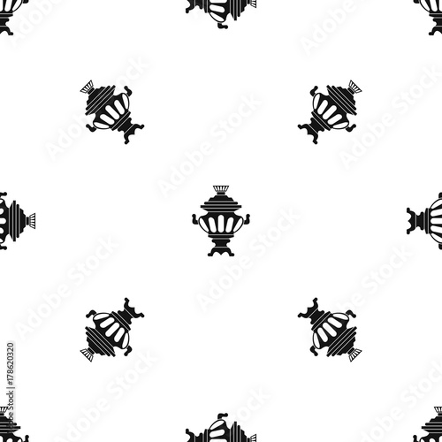 Russian tea samovar pattern seamless black