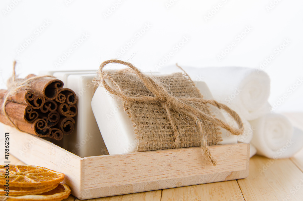 Healthy lifestyle concept with aromatic soaps Healthy lifestyle concept with aromatic soaps