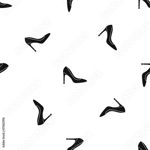 High heel shoe pattern seamless black