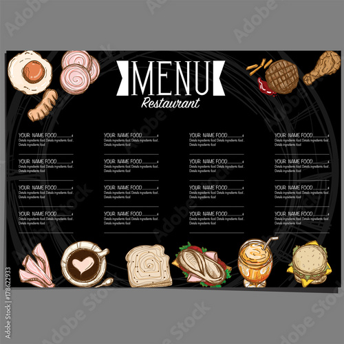 menu food restaurant template design hand drawing graphic