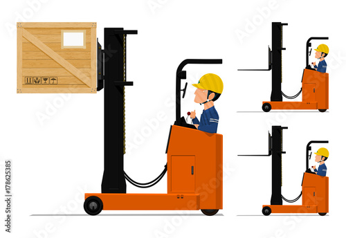 A worker is driving the loader machine on transparent background
