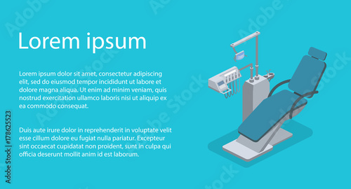 Isometric 3D vector illustration empty dentist chair