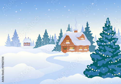 Winter day village