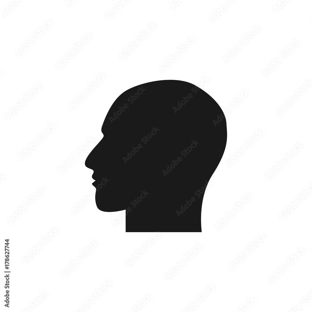 Human head symbol on white background