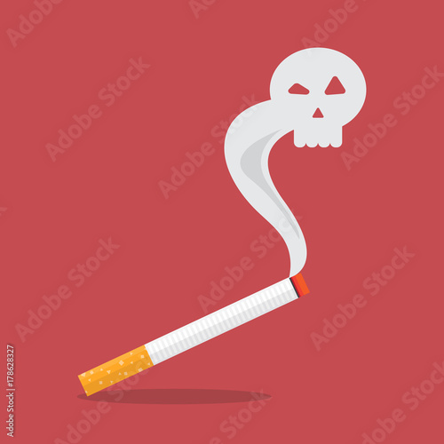 Cigarette with a smoke formed skull dead