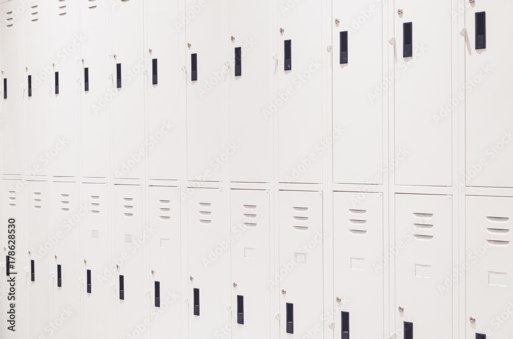 row of white locker to storage row of white locker to storage