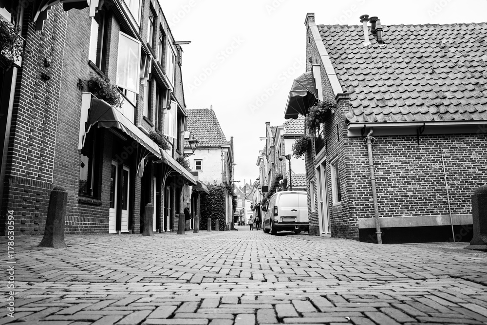 Quaint mixed use street in Dutch city