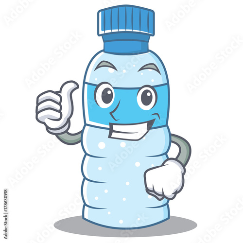 Thumbs up bottle character cartoon style