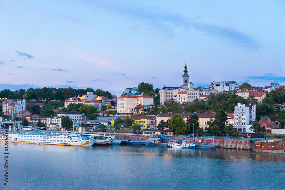 Belgrade waterfront with St Michael's Cathedral