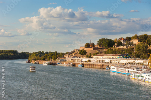 River boats and barges (Splavs), Sava, Belgrade photo