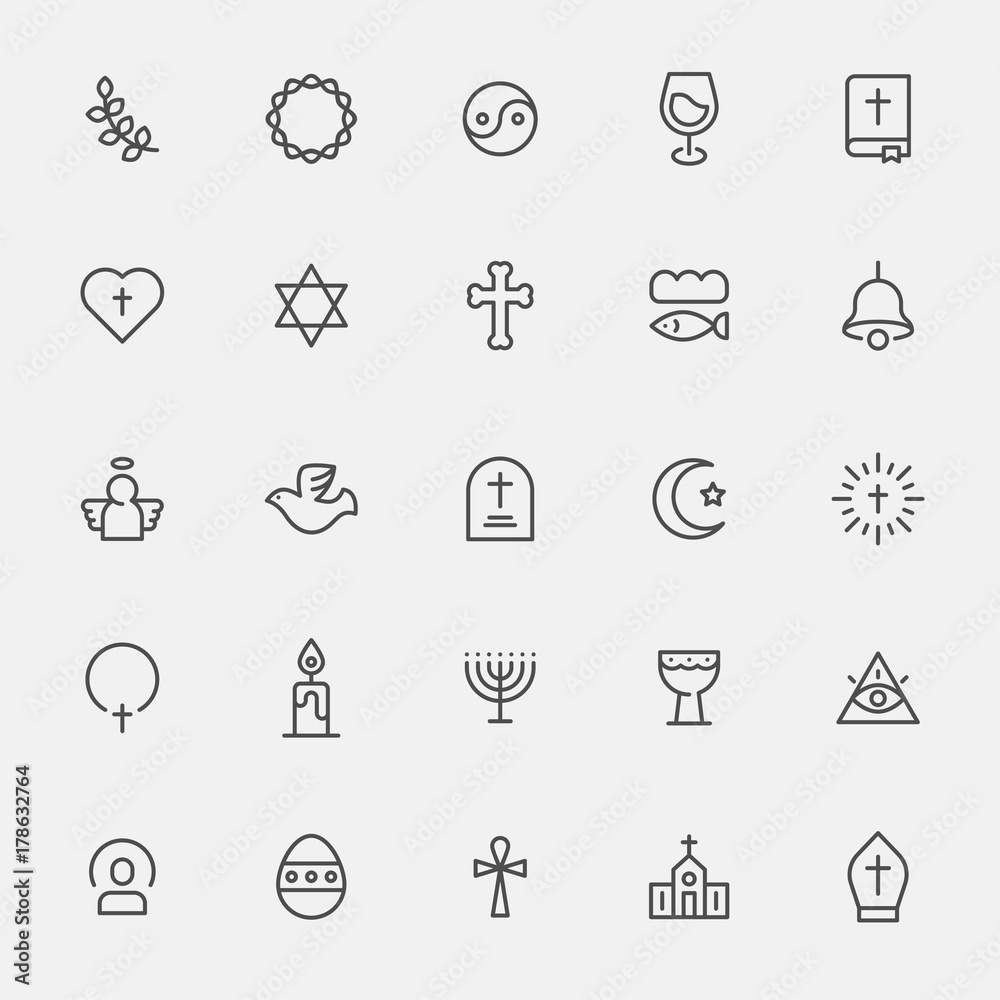 religion line icon vector flat design illustration set religion line icon vector flat design illustration set