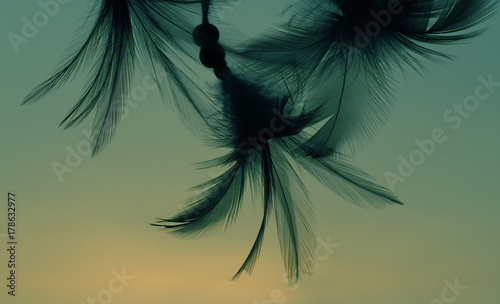Dream catcher and bright light with blurred focus for background