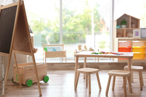 Beautiful interior of game room in kindergarten