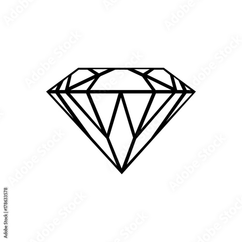 Diamond outline icon, modern minimal flat design style, line vector illustration