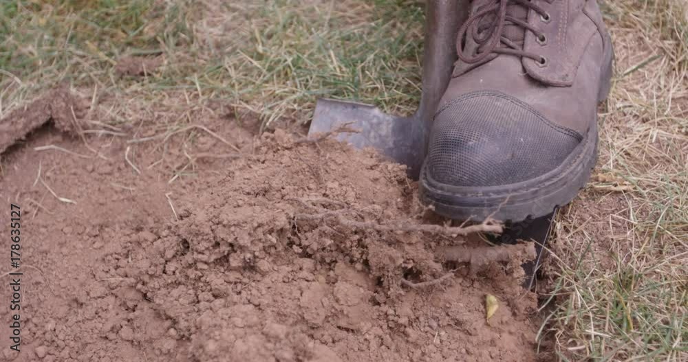 Shoveling up dirt - slow motion Shoveling up dirt - slow motion