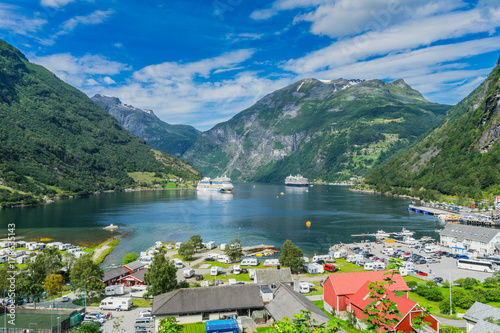 Geiranger fiord with boats