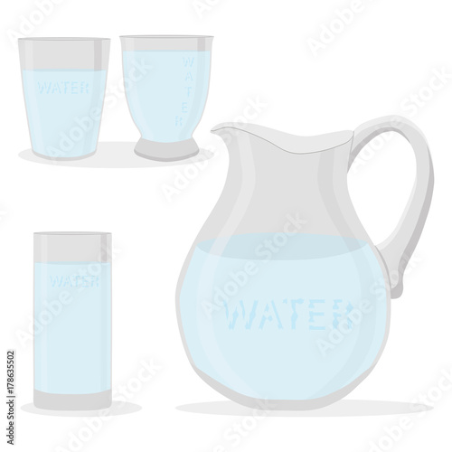 Vector illustration logo for set white water in glass