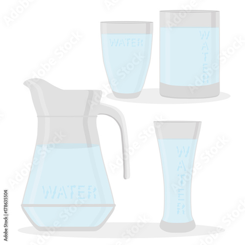 Vector illustration logo for set white water in glass