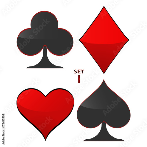 Abstract vector illustration logo for set playing cards in gamble poker.