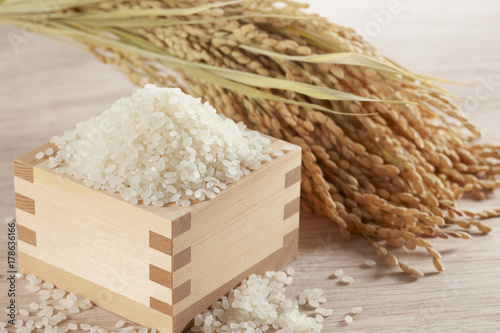 枡に入れた米と稲穂