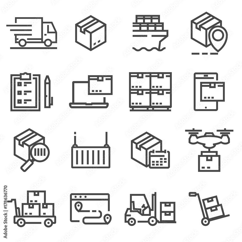 Simple set delivery line icons Simple set delivery line icons