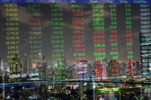 Canvas Print Stock exchange graph chart analysis global financial statistic data