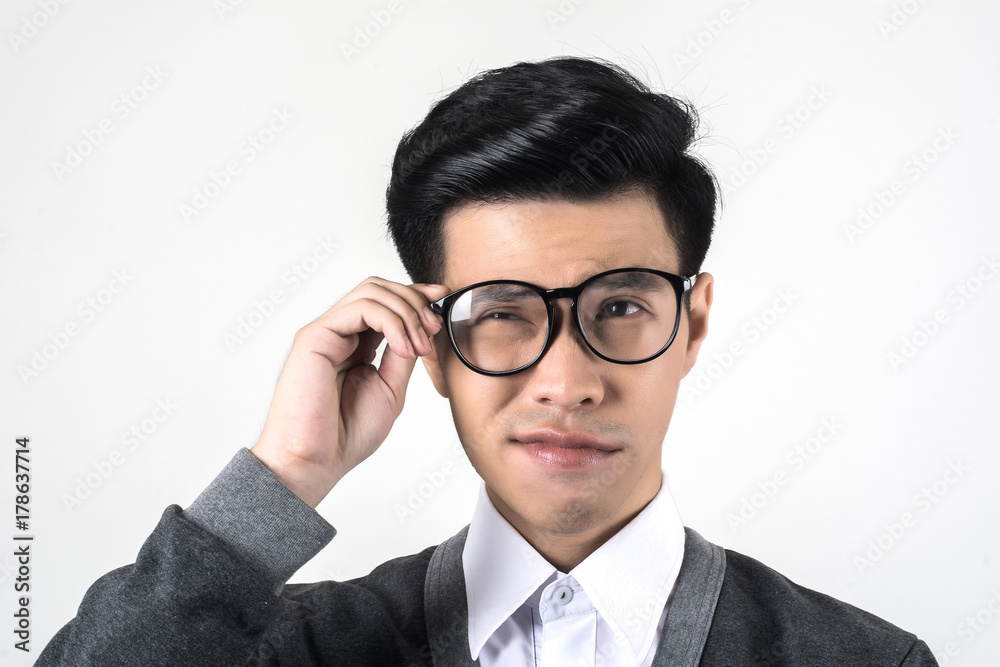 Young nerd student isolated on white background. Young nerd student isolated on white background.