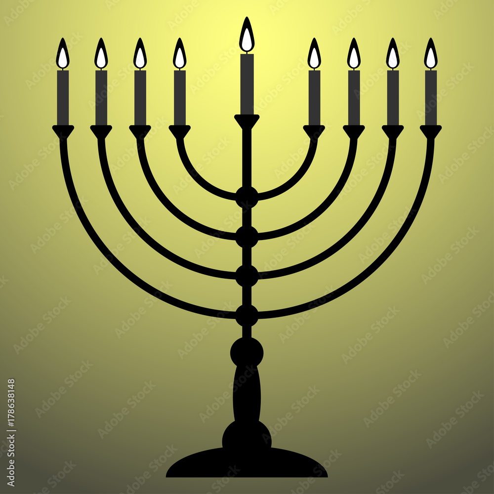 Menorah for Hanukkah with shine. Religion icon. Vector illustration. Menorah for Hanukkah with shine. Religion icon. Vector illustration.