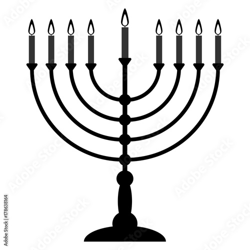 Menorah for Hanukkah. Religion icon. Vector illustration.