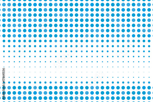 Abstract futuristic halftone pattern. Comic background. Dotted backdrop with circles, dots, point large scale. Blue color