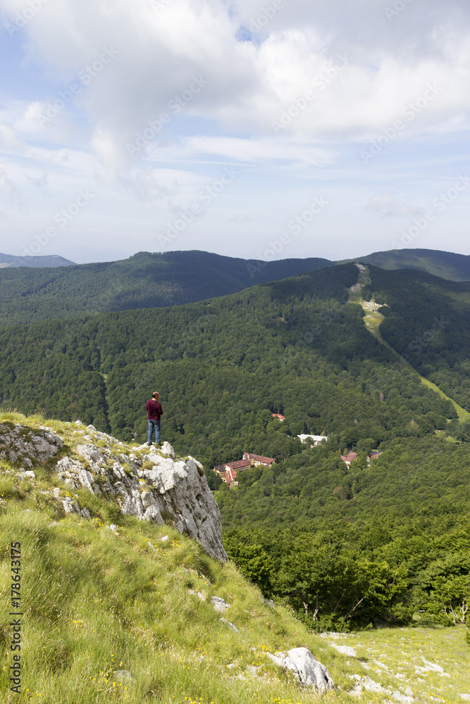 Fototapeta premium hiker on mountain trail