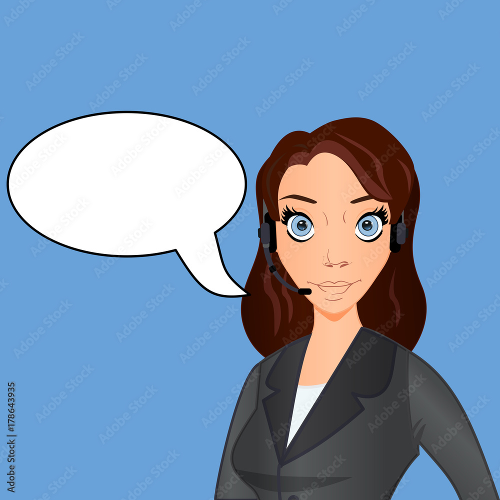 Caucasian female operator of technical support Caucasian female operator of technical support