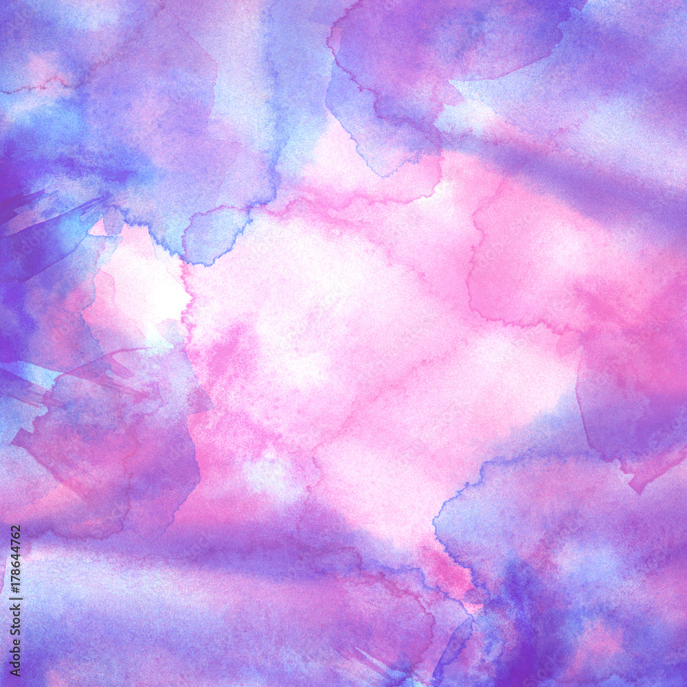 abstract watercolor background with watercolor paint with dodger blue, deep  pink and blue violet colors. can be used as background texture or graphic  element Stock Illustration