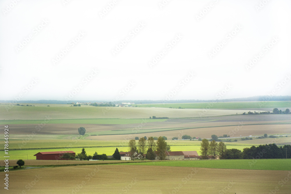 View landscape and cityscape of countryside from train running