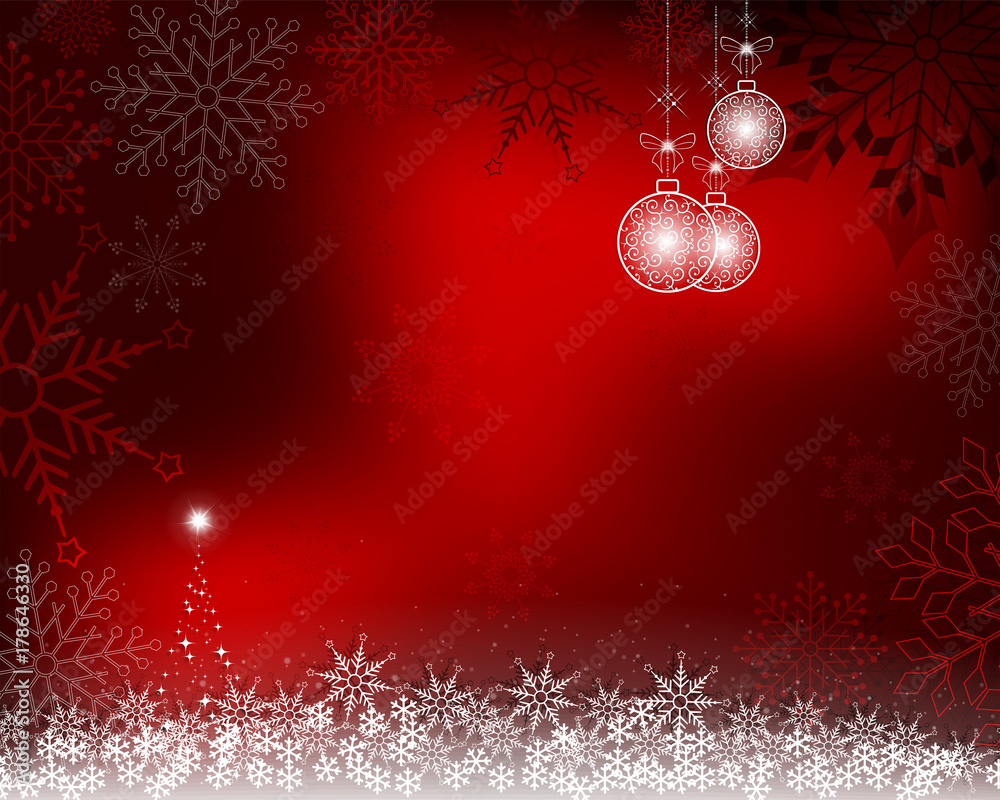Christmas red background with white balls Christmas red background with white balls