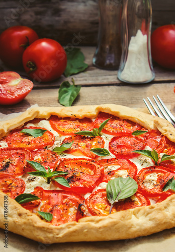 vegetarian pizza. Selective focus.  photo