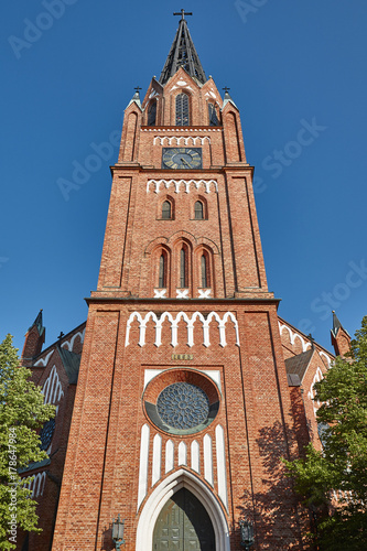 Neogothic red brick church in Pori. Finland. Suomi. Europe photo