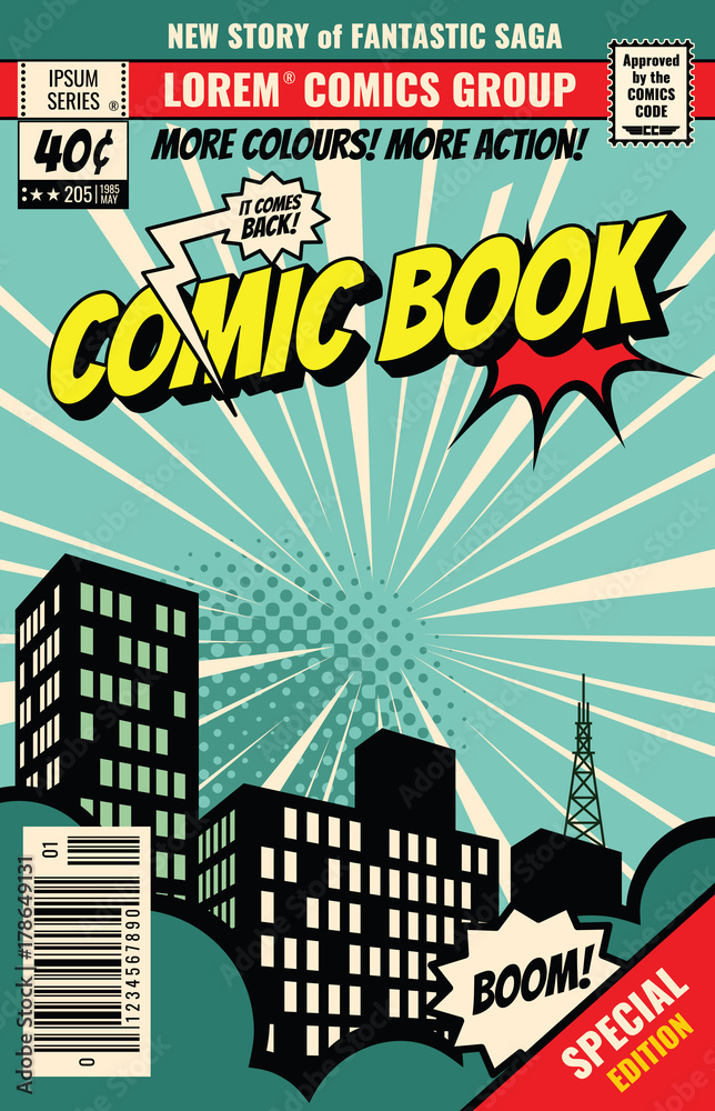Retro magazine cover. Vintage comic book vector template Stock Vector |  Adobe Stock