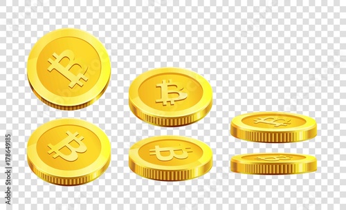 Bitcoin golden coins internet virtual crypto currency vector icons