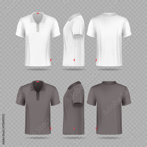 White black mens polo t-shirt set isolated on transparent background