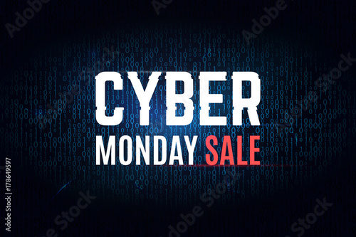 Cyber monday binary background. Annual sale illustration