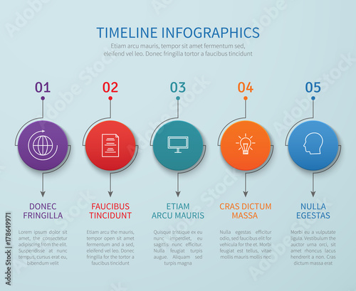 Abstract timeline vector infographics with business process steps
