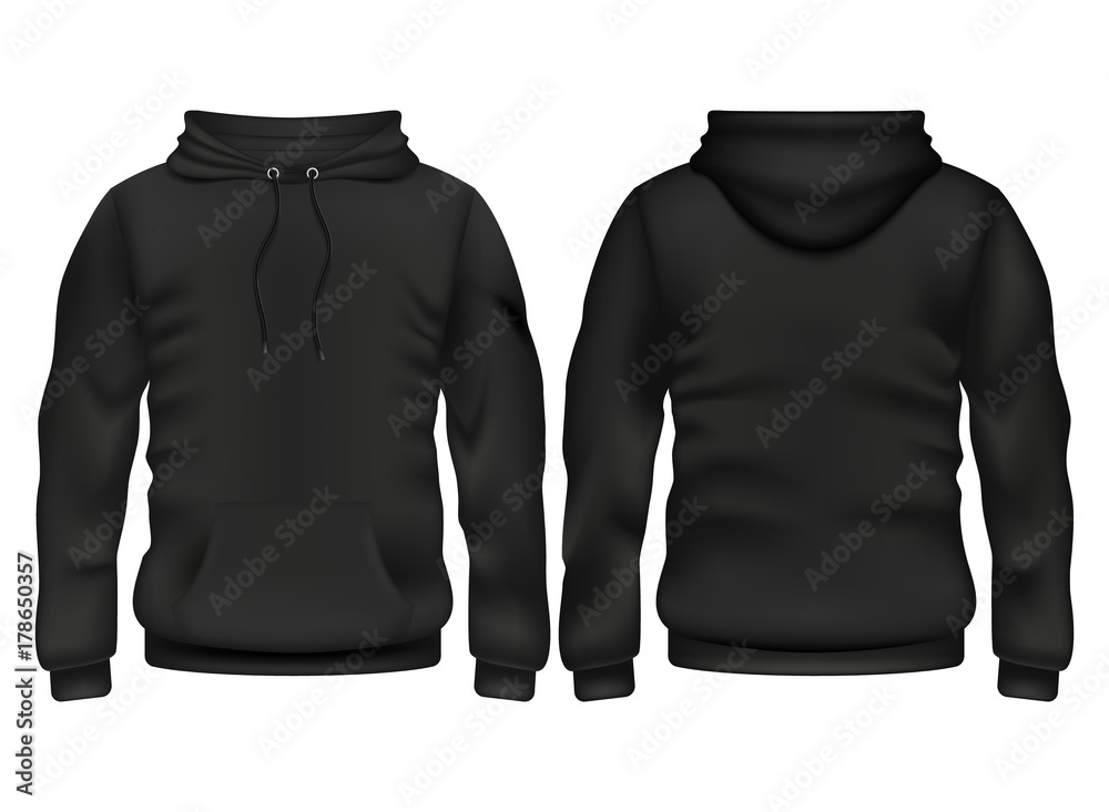 Front and back black hoodie vector template Stock Vector | Adobe Stock