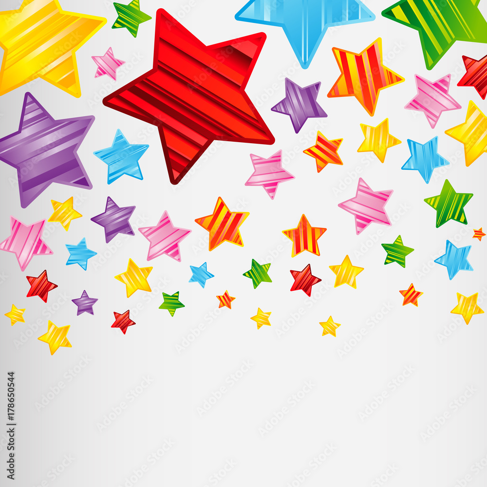 Colorful striped stars background, abstract design pattern, bright elements on a white background. Colorful striped stars background, abstract design pattern, bright elements on a white background.